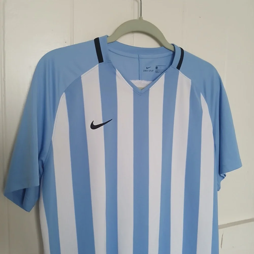 Nike Jersey Soccer Futbol Men's Large V-Neck Argentina Blue‎ White Stripe 894096